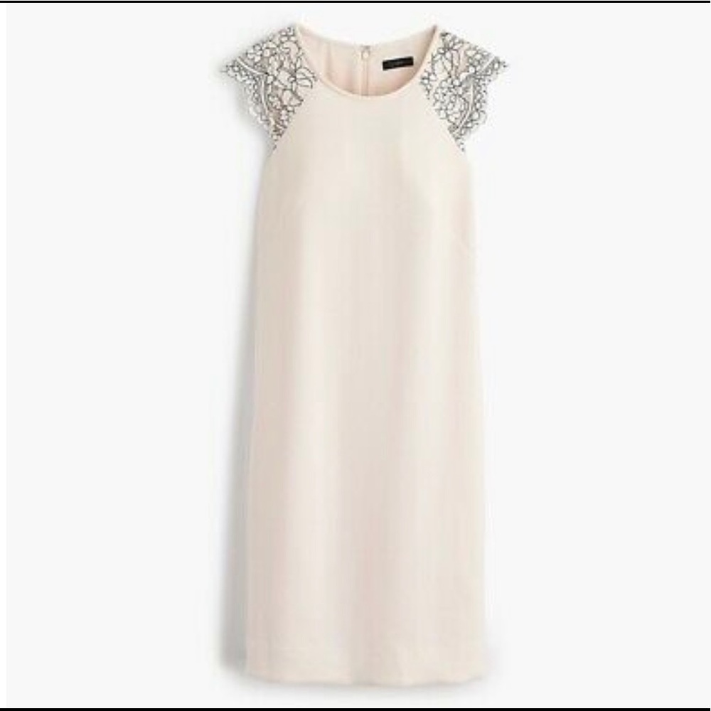 J.Crew Edged Lace Cap Sleeve Shift Dress in Ivory